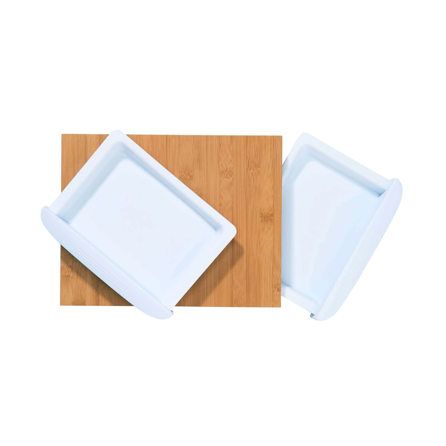 Bambusbrett Mit 2 Auffangschalen L 32 X B 25cm BAMBOO In Weiß - Image 3