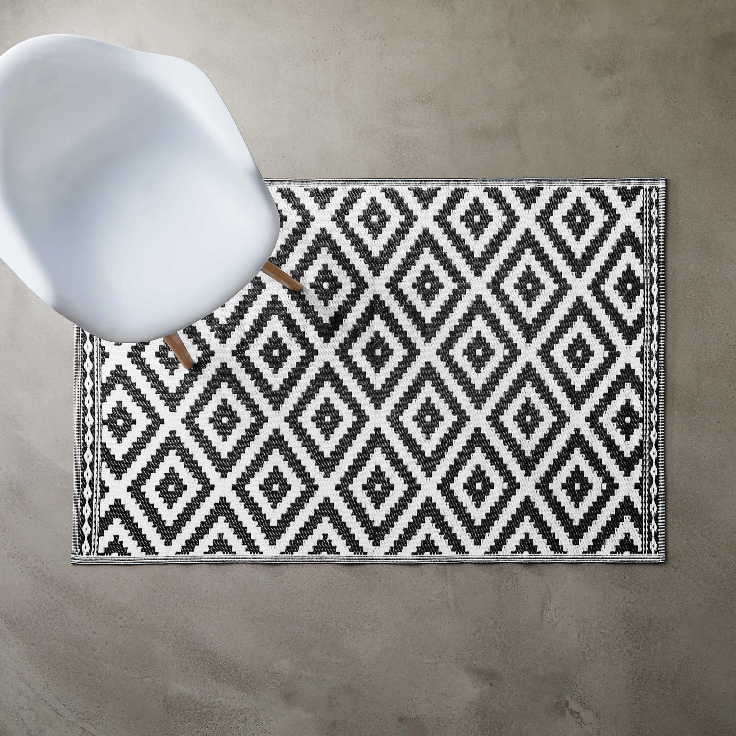 In- & Outdoor-Teppich Ethno Rauten L 180 X B 118cm COLOUR CLASH In Schwarz-Weiß - Image 3
