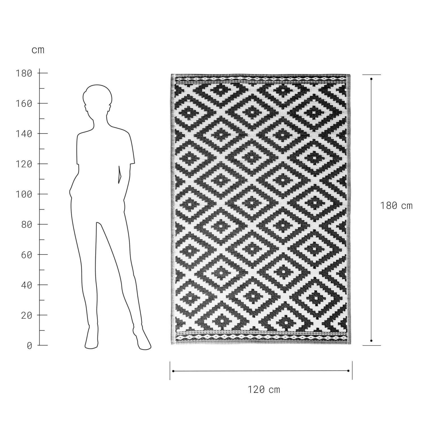 In- & Outdoor-Teppich Ethno Rauten L 180 X B 118cm COLOUR CLASH In Schwarz-Weiß - Image 4