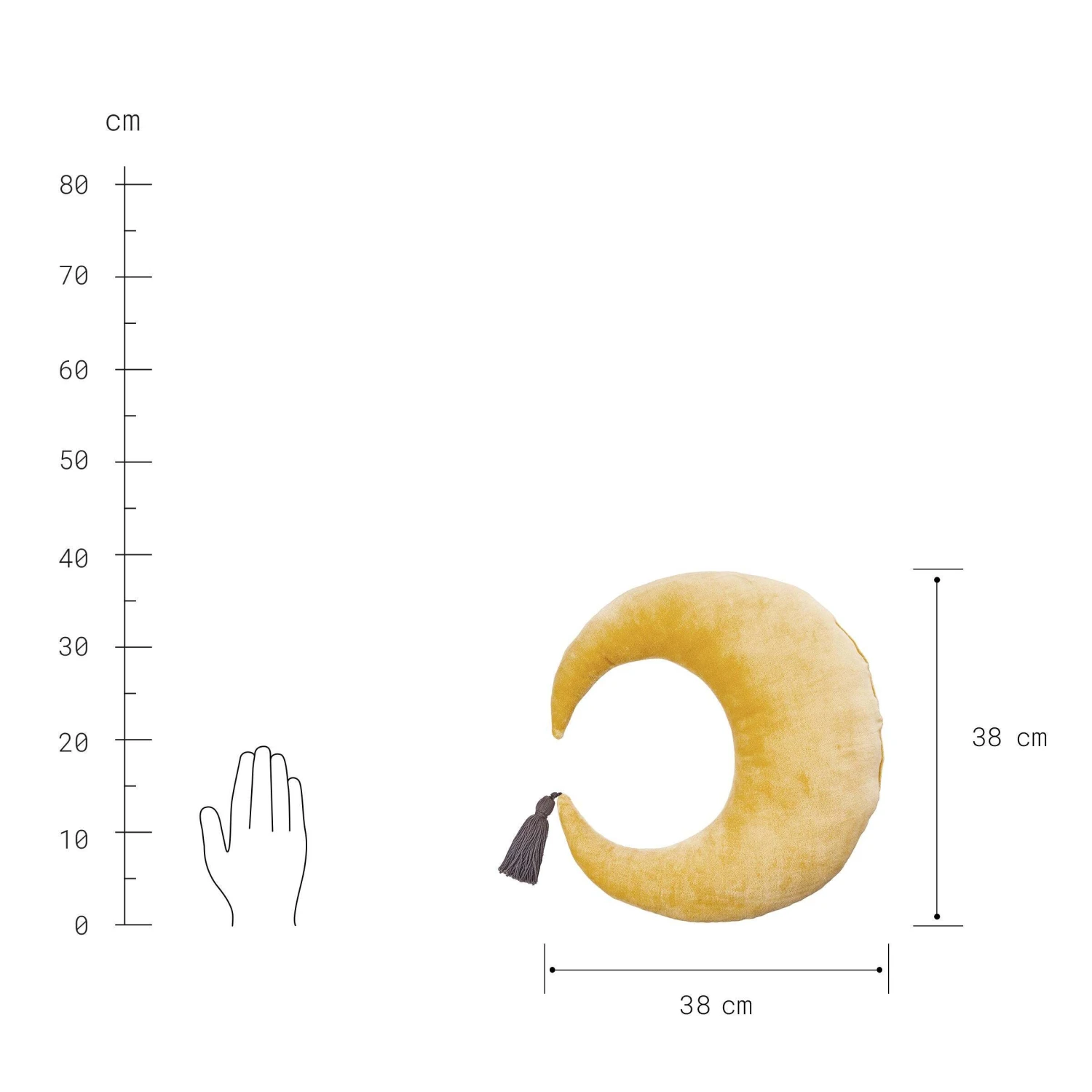 Kissen L 38 X B 38cm LITTLE MOON In Gelb-Anthrazit - Image 3