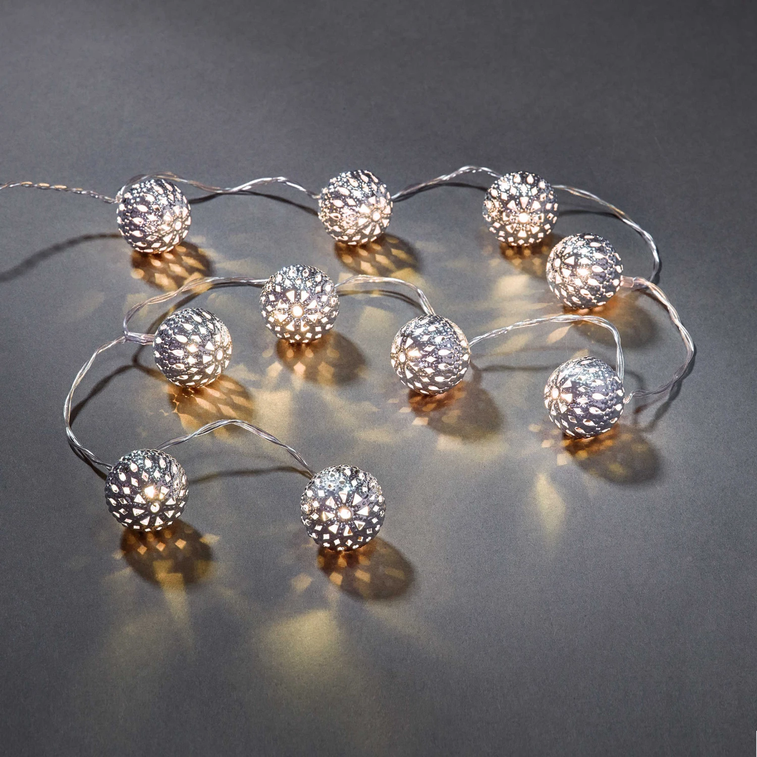 LED-Lichterkette Metallball 10 Lichter Mit USB-Batteriefach ORIENTAL LIGHTS In Silber - Image 2