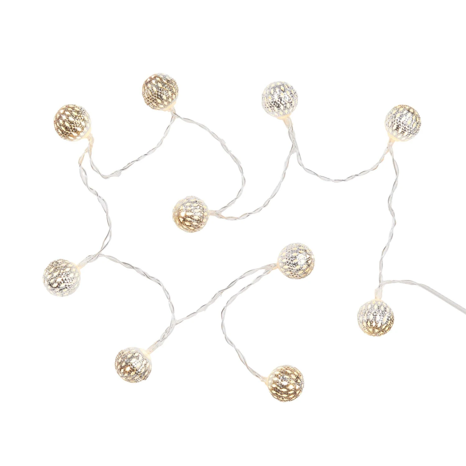 LED-Lichterkette Metallball 10 Lichter Mit USB-Batteriefach ORIENTAL LIGHTS In Silber - Image 4