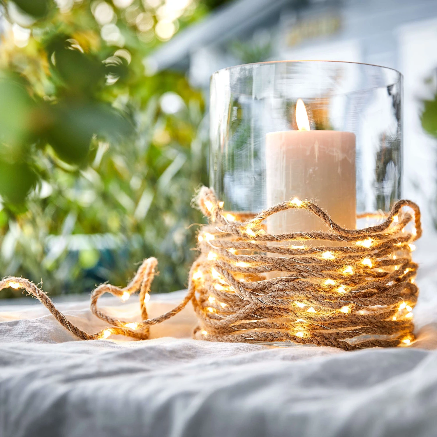 LED Outdoor-Lichterkette Naturseil 100 Lichter Mit Stecker FARMHOUSE In Natur - Image 5