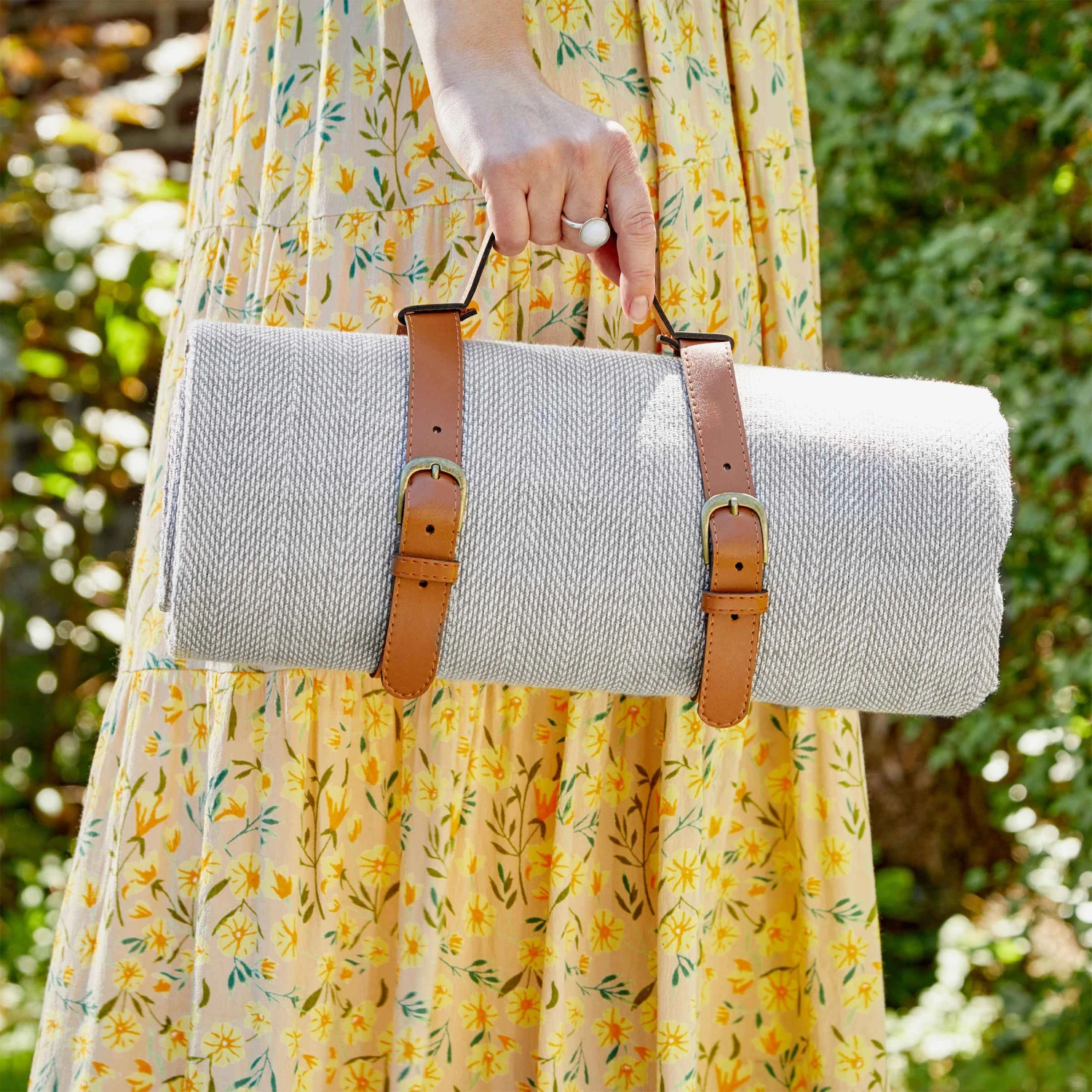 Picknickdecke L 150 X B 200cm WANDERLUST In Taupe-Weiß - Image 2