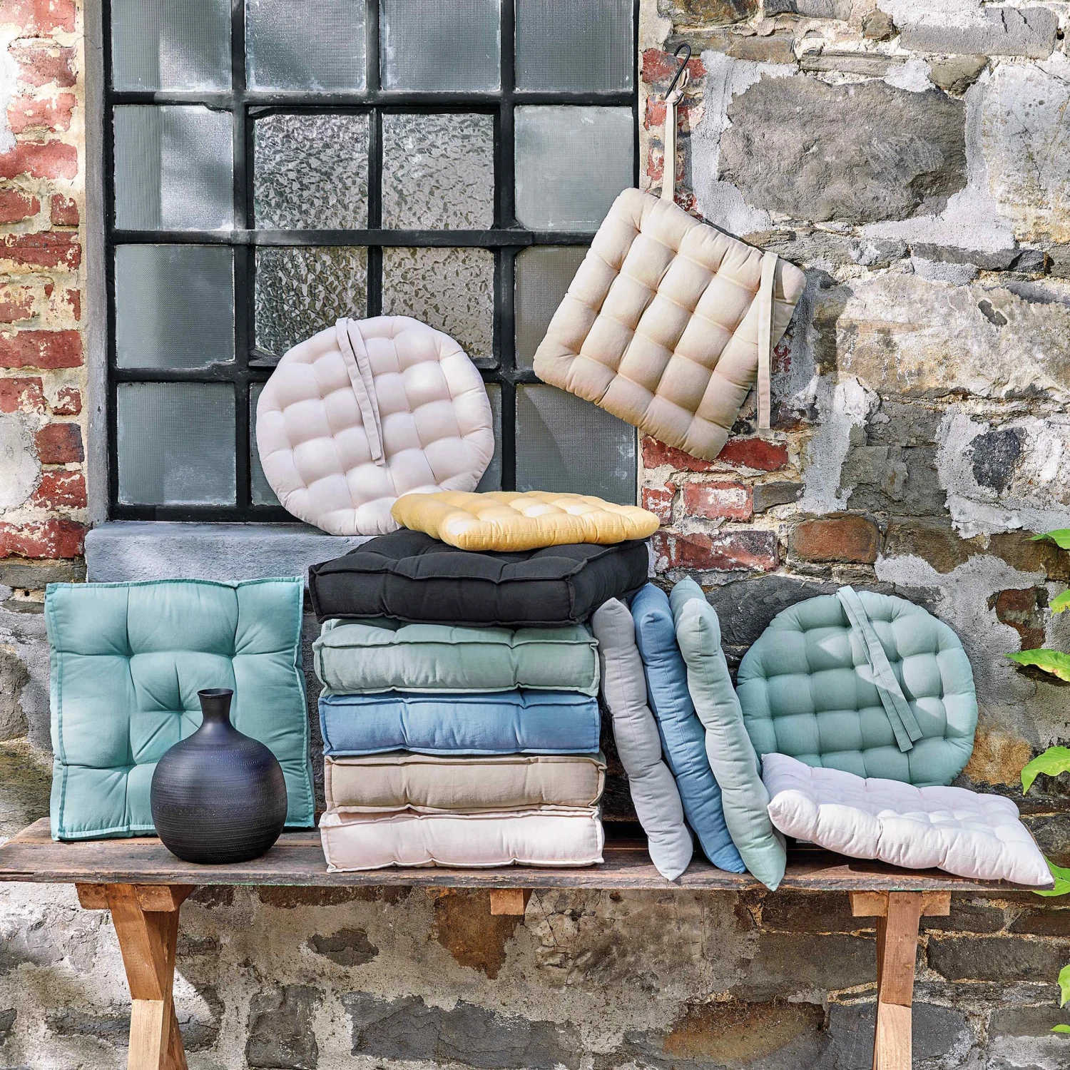 Stuhlkissen Mit Bändchen L 35 X B 37cm SOLID In Schwarz - Image 2