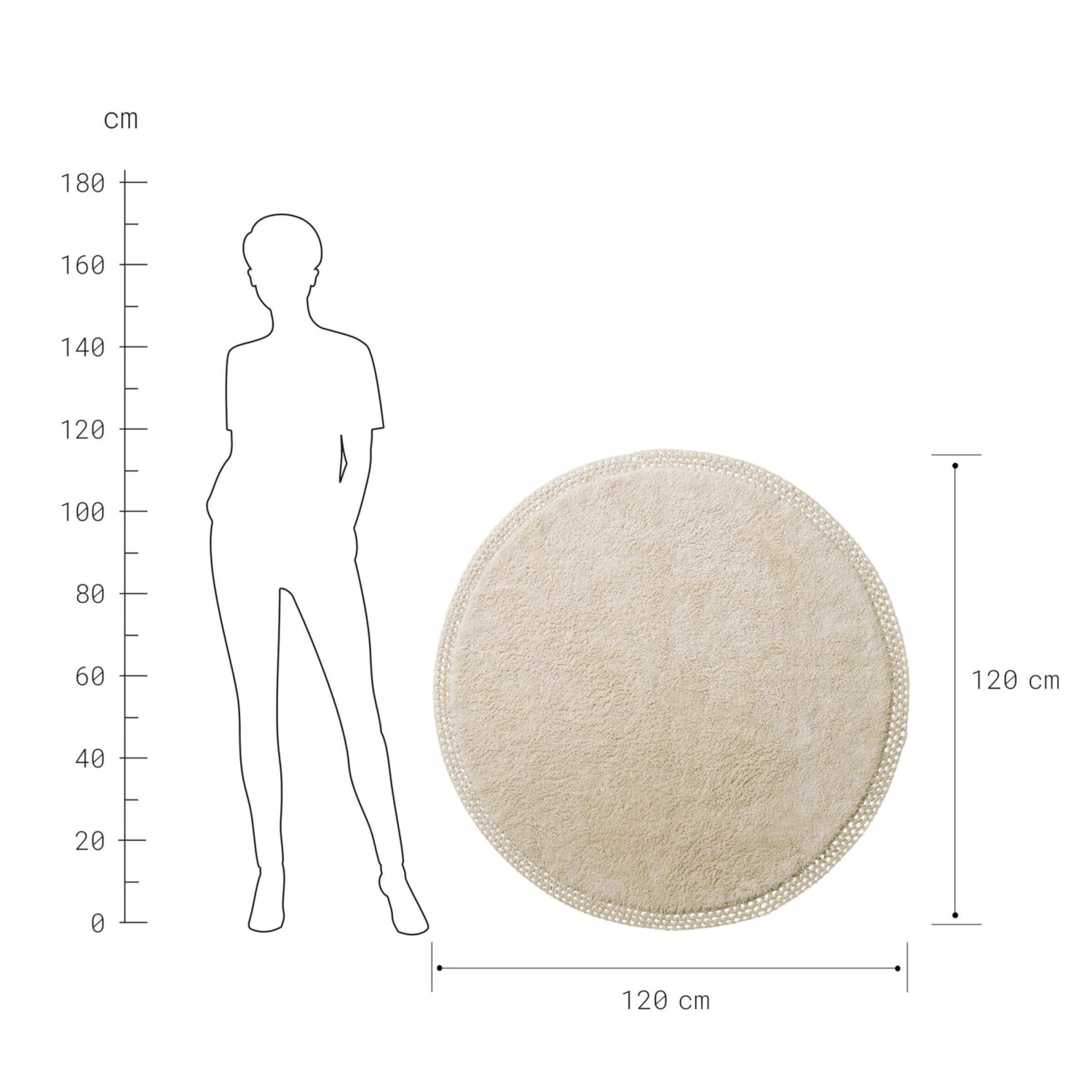 Teppich Hochflor Mit Makramé Ø120cm BOHO LOUNGE In Beige - Image 4